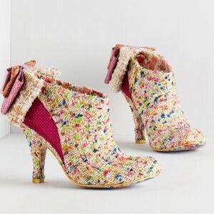 Irregular Choice Rare Multicolor Tweed Ankle Boots Size 7